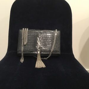 YSL Crocodile Medium Kate Tassel Satchel